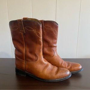 Diamond J brown 10% leather cowboy boots size 10
